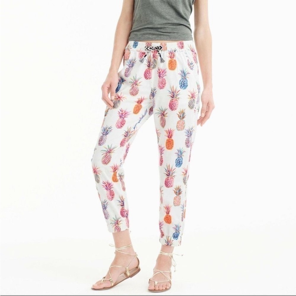 J.Crew X Ratti seaside pineapple womens pull on jogger Sz-0. S11
